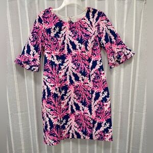 Lilly Pulitzer Dress Fiesta Nauti Navy Pink Beyond the‎ Sea Coral Size 4